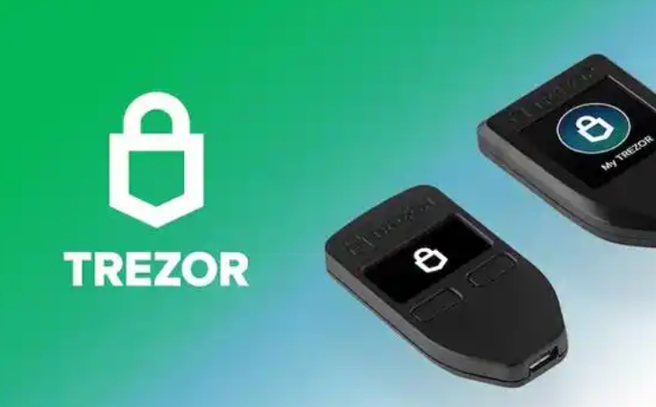 Trezor 硬件冷钱包示意：设备与 Suite 客户端